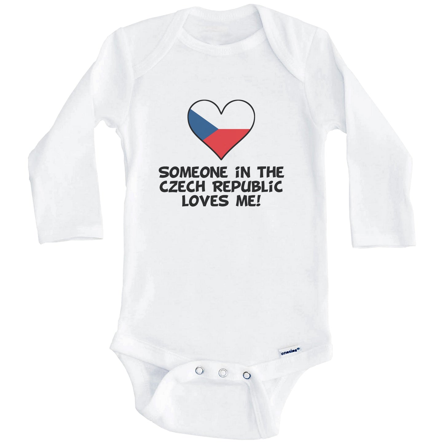 Someone In the Czech Republic Loves Me Czech Flag Heart Baby Onesie (Long Sleeves)