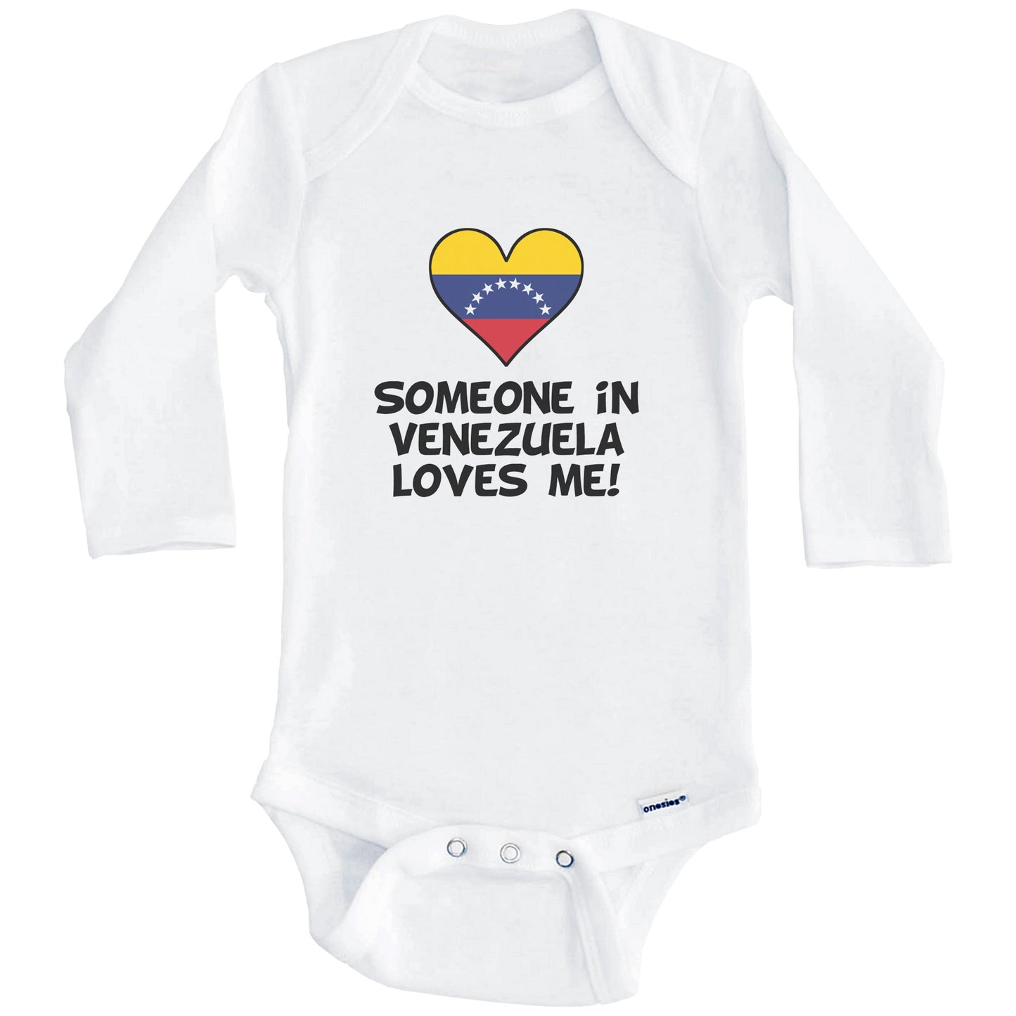 Someone In Venezuela Loves Me Venezuelan Flag Heart Baby Onesie (Long Sleeves)