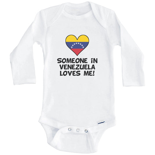 Someone In Venezuela Loves Me Venezuelan Flag Heart Baby Onesie (Long Sleeves)