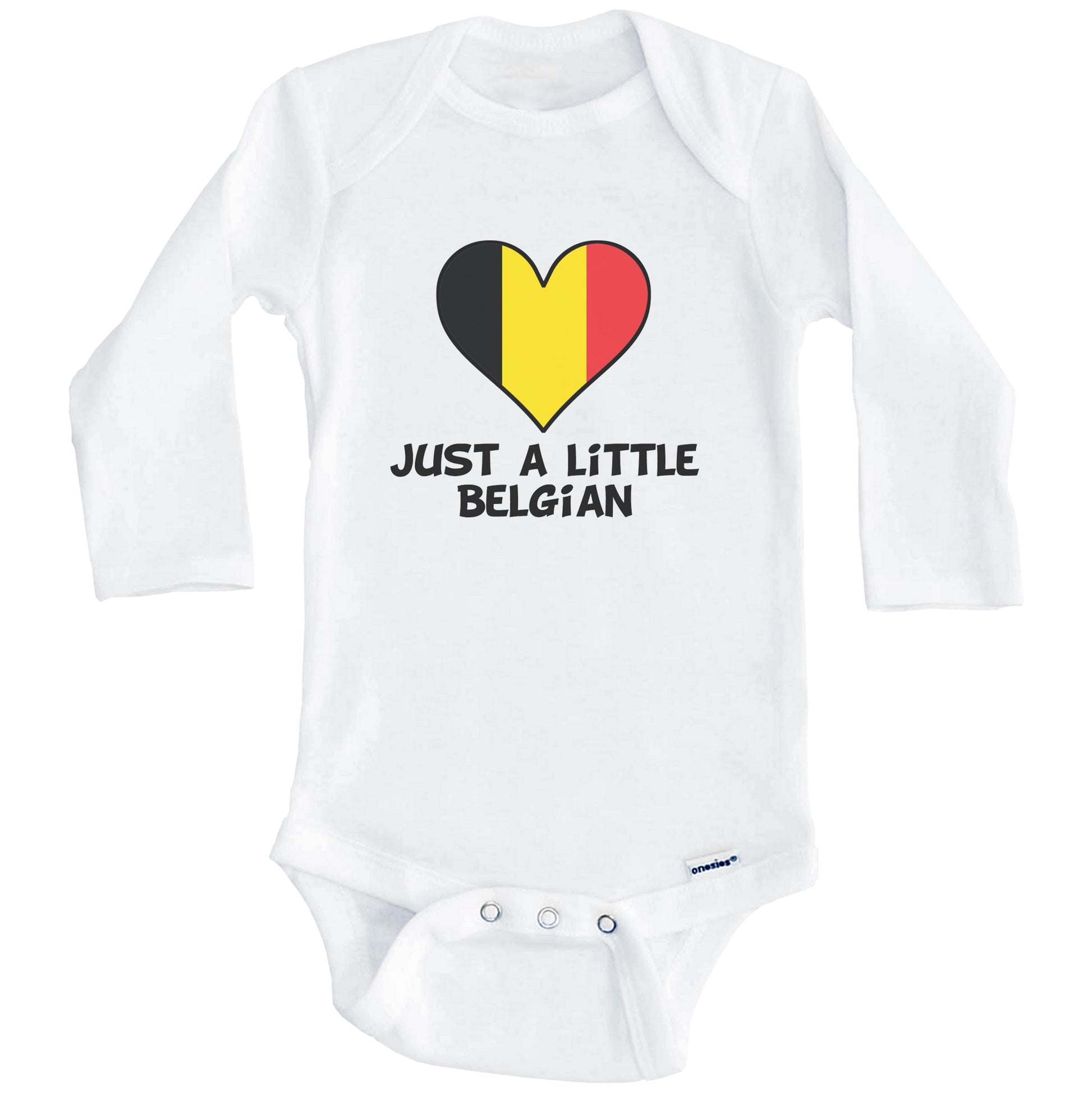 Just A Little Belgian Onesie - Funny Belgium Flag Baby Bodysuit (Long Sleeves)