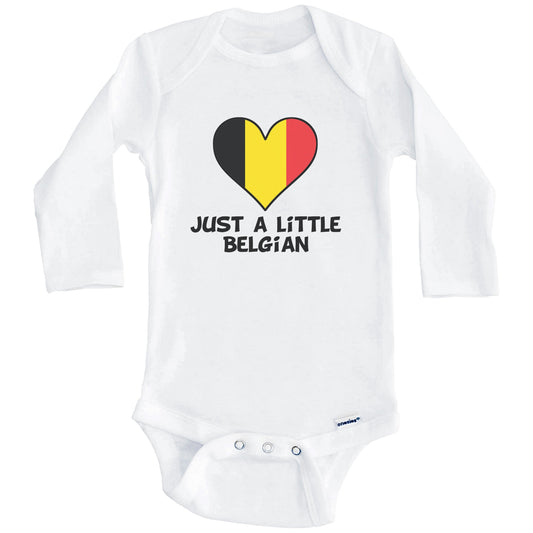 Just A Little Belgian Onesie - Funny Belgium Flag Baby Bodysuit (Long Sleeves)