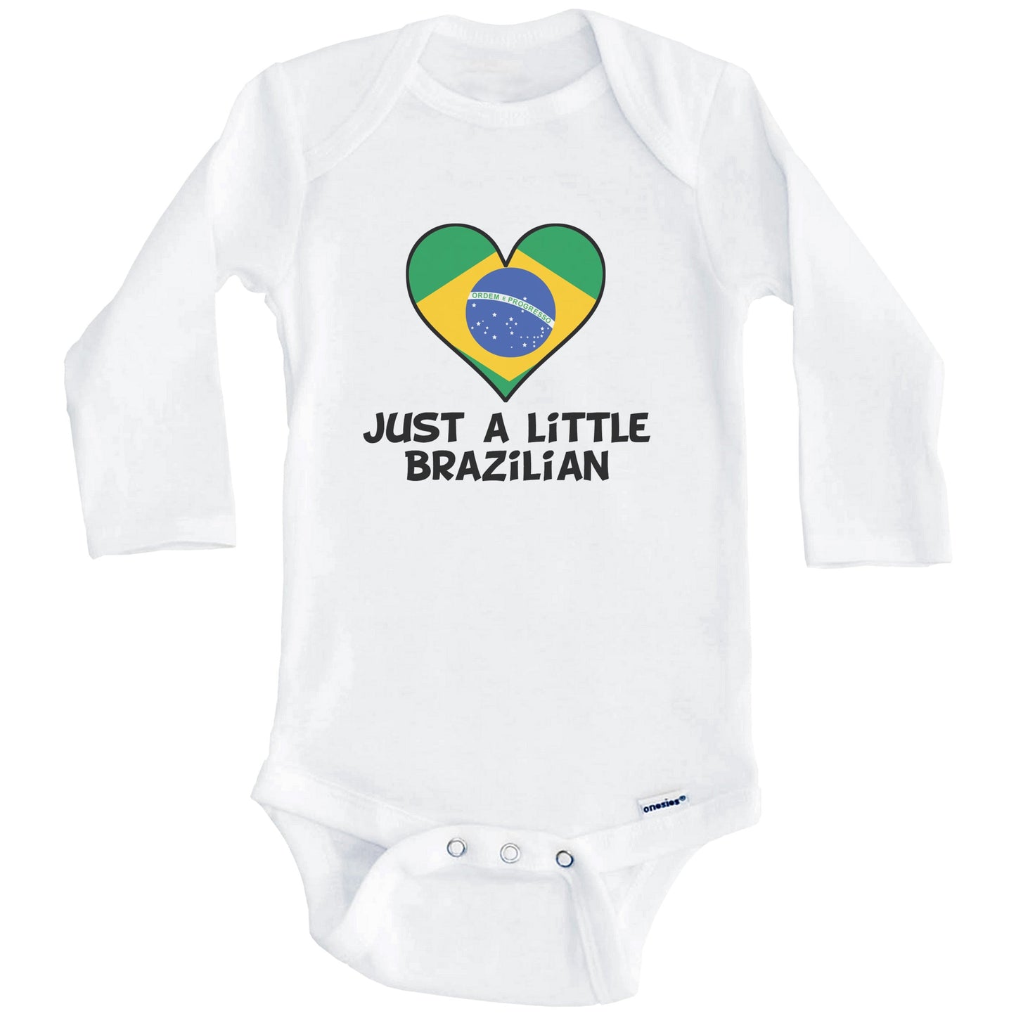 Just A Little Brazilian Onesie - Funny Brazil Flag Baby Bodysuit (Long Sleeves)
