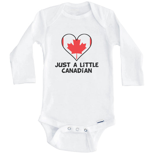 Just A Little Canadian Onesie - Funny Canada Flag Baby Bodysuit (Long Sleeves)