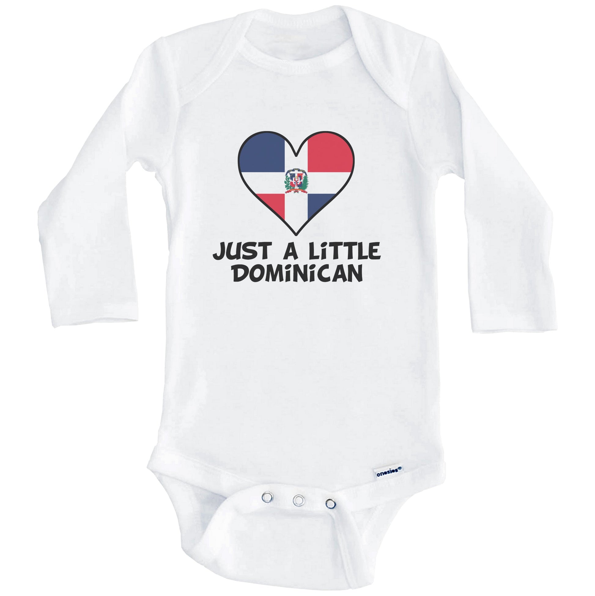 Just A Little Dominican Onesie - Funny Dominican Republic Flag Baby Bodysuit (Long Sleeves)