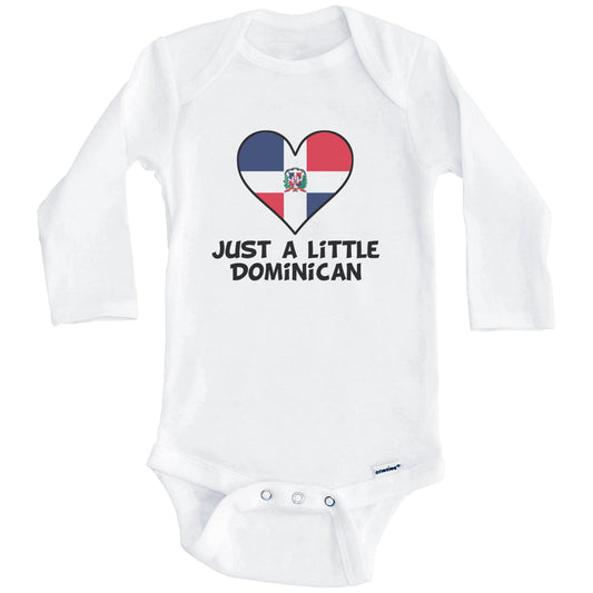 Just A Little Dominican Onesie - Funny Dominican Republic Flag Baby Bodysuit (Long Sleeves)