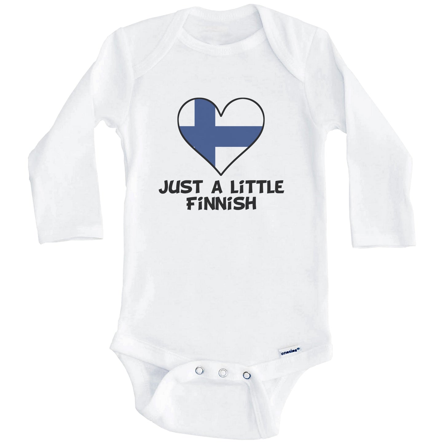 Just A Little Finnish Onesie - Funny Finland Flag Baby Bodysuit (Long Sleeves)