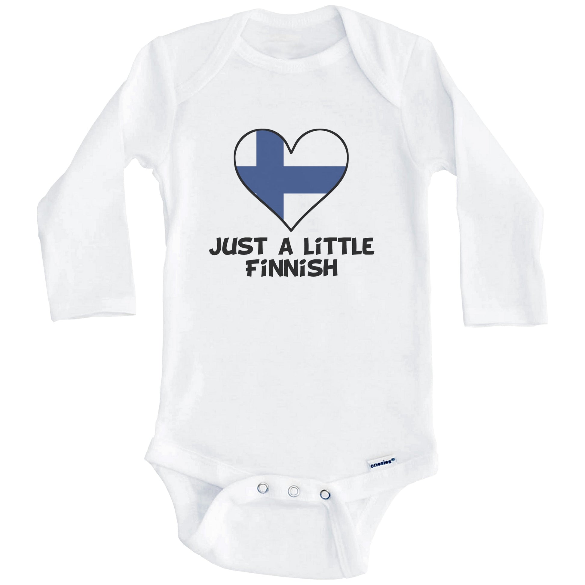 Just A Little Finnish Onesie - Funny Finland Flag Baby Bodysuit (Long Sleeves)