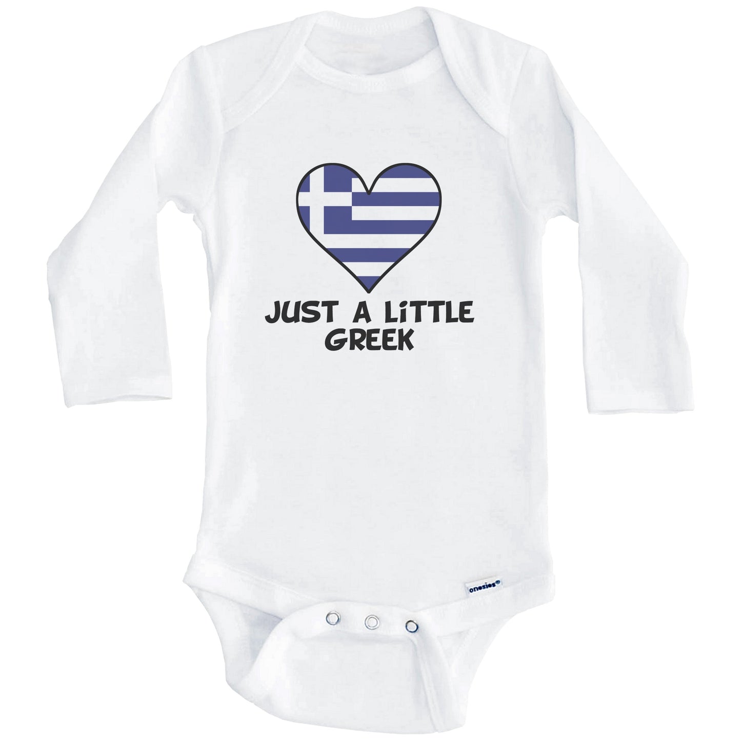 Just A Little Greek Onesie - Funny Greece Flag Baby Bodysuit (Long Sleeves)