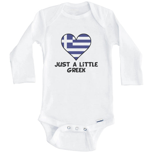 Just A Little Greek Onesie - Funny Greece Flag Baby Bodysuit (Long Sleeves)