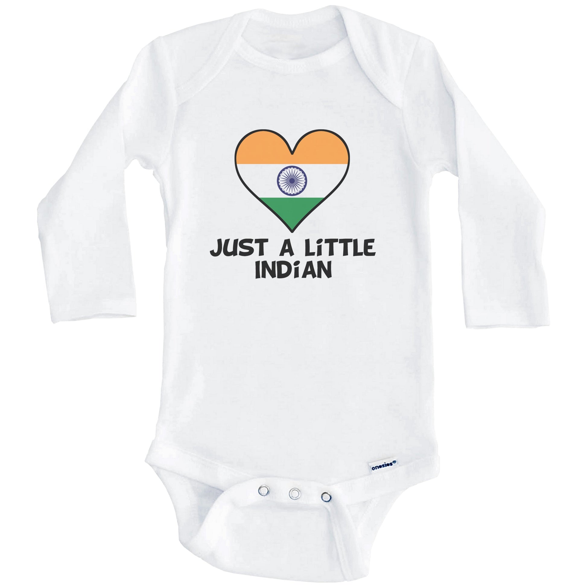 Just A Little Indian Onesie - Funny India Flag Baby Bodysuit (Long Sleeves)
