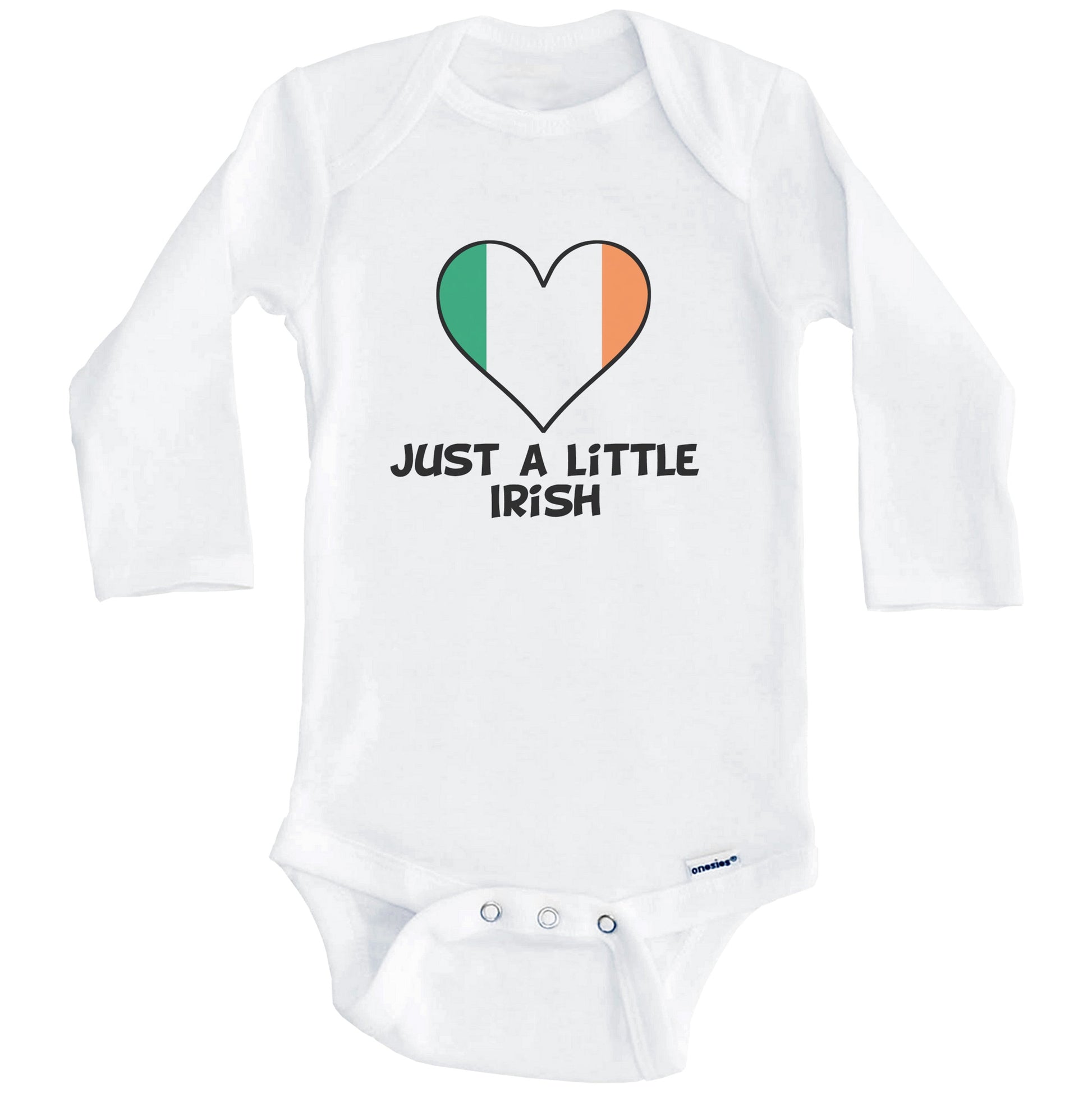 Just A Little Irish Onesie - Funny Ireland Flag Baby Bodysuit (Long Sleeves)