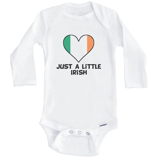 Just A Little Irish Onesie - Funny Ireland Flag Baby Bodysuit (Long Sleeves)