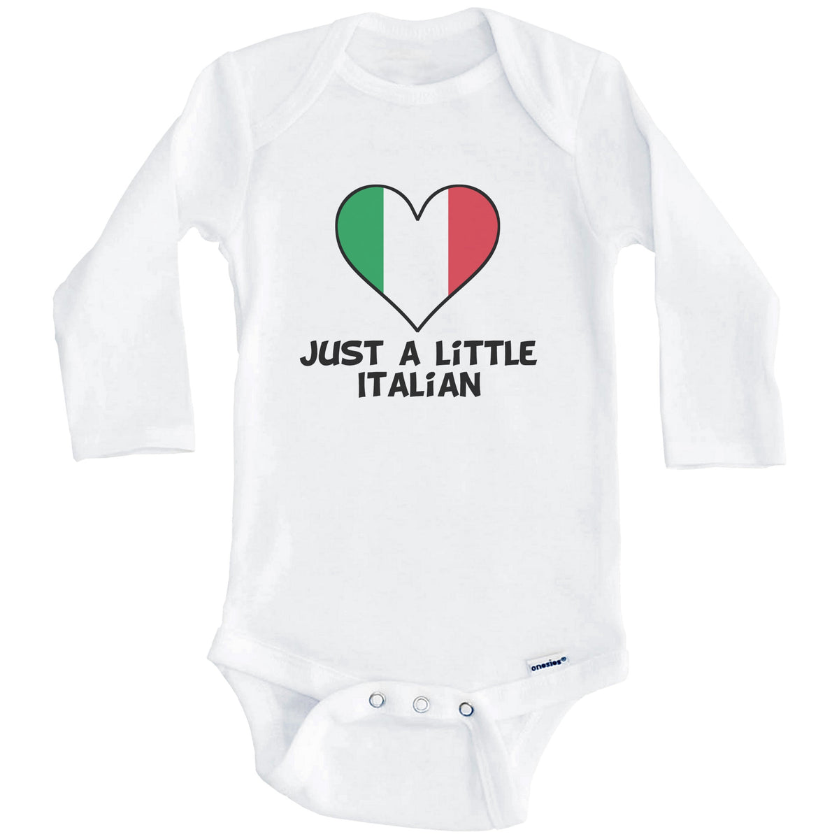 Just A Little Italian Onesie - Funny Italy Flag Baby Bodysuit (Long Sleeves)