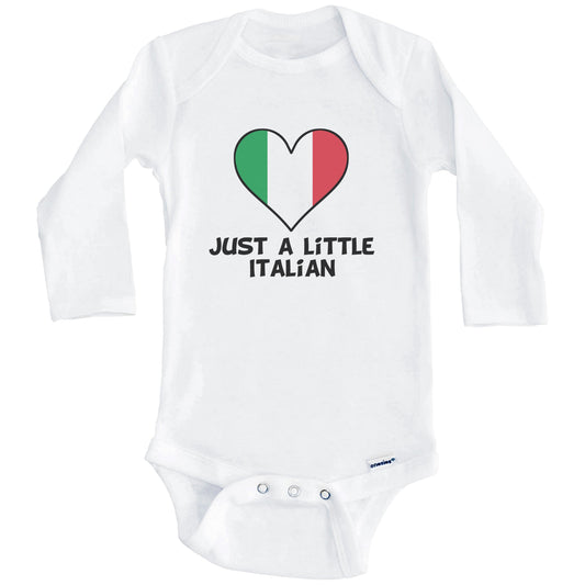 Just A Little Italian Onesie - Funny Italy Flag Baby Bodysuit (Long Sleeves)