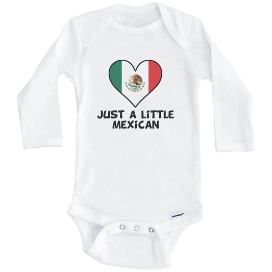 Just A Little Mexican Onesie - Funny Mexico Flag Baby Bodysuit (Long Sleeves)