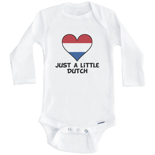 Just A Little Dutch Onesie - Funny Netherlands Flag Baby Bodysuit (Long Sleeves)