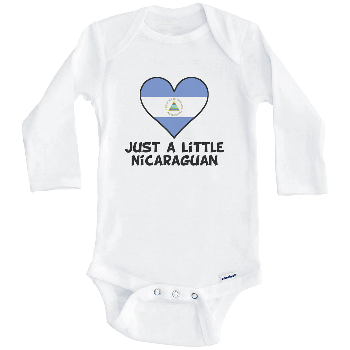 Just A Little Nicaraguan Onesie - Funny Nicaragua Flag Baby Bodysuit (Long Sleeves)
