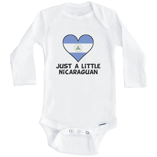 Just A Little Nicaraguan Onesie - Funny Nicaragua Flag Baby Bodysuit (Long Sleeves)