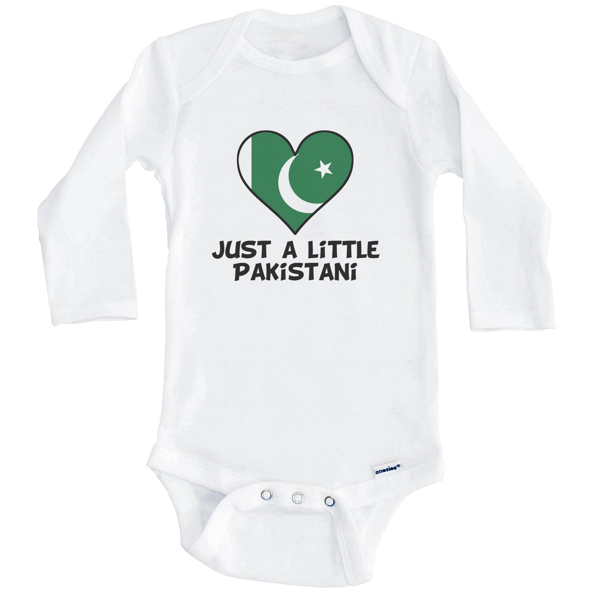 Just A Little Pakistani Onesie - Funny Pakistan Flag Baby Bodysuit (Long Sleeves)