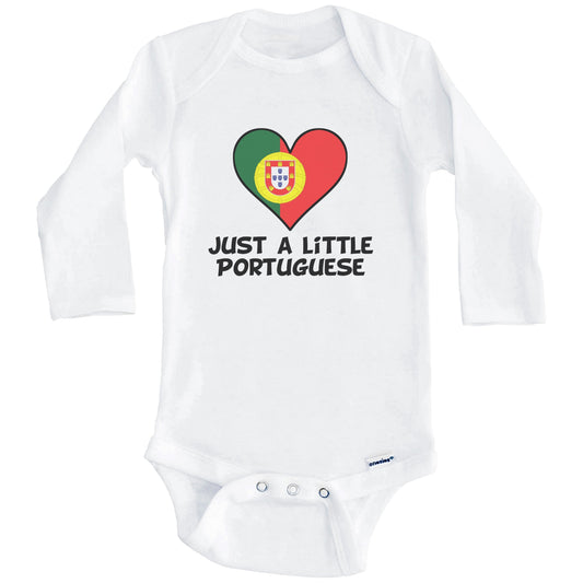 Just A Little Portuguese Onesie - Funny Portugal Flag Baby Bodysuit (Long Sleeves)