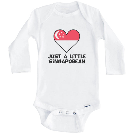 Just A Little Singaporean Onesie - Funny Singapore Flag Baby Bodysuit (Long Sleeves)