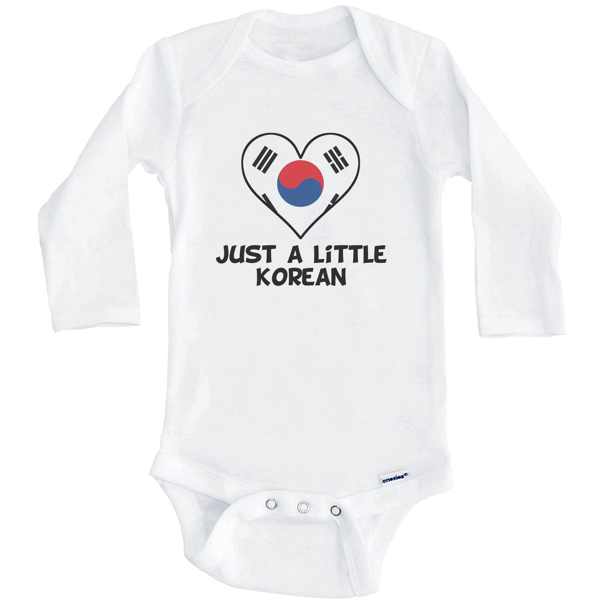 Just A Little Korean Onesie - Funny South Korea Flag Baby Bodysuit (Long Sleeves)