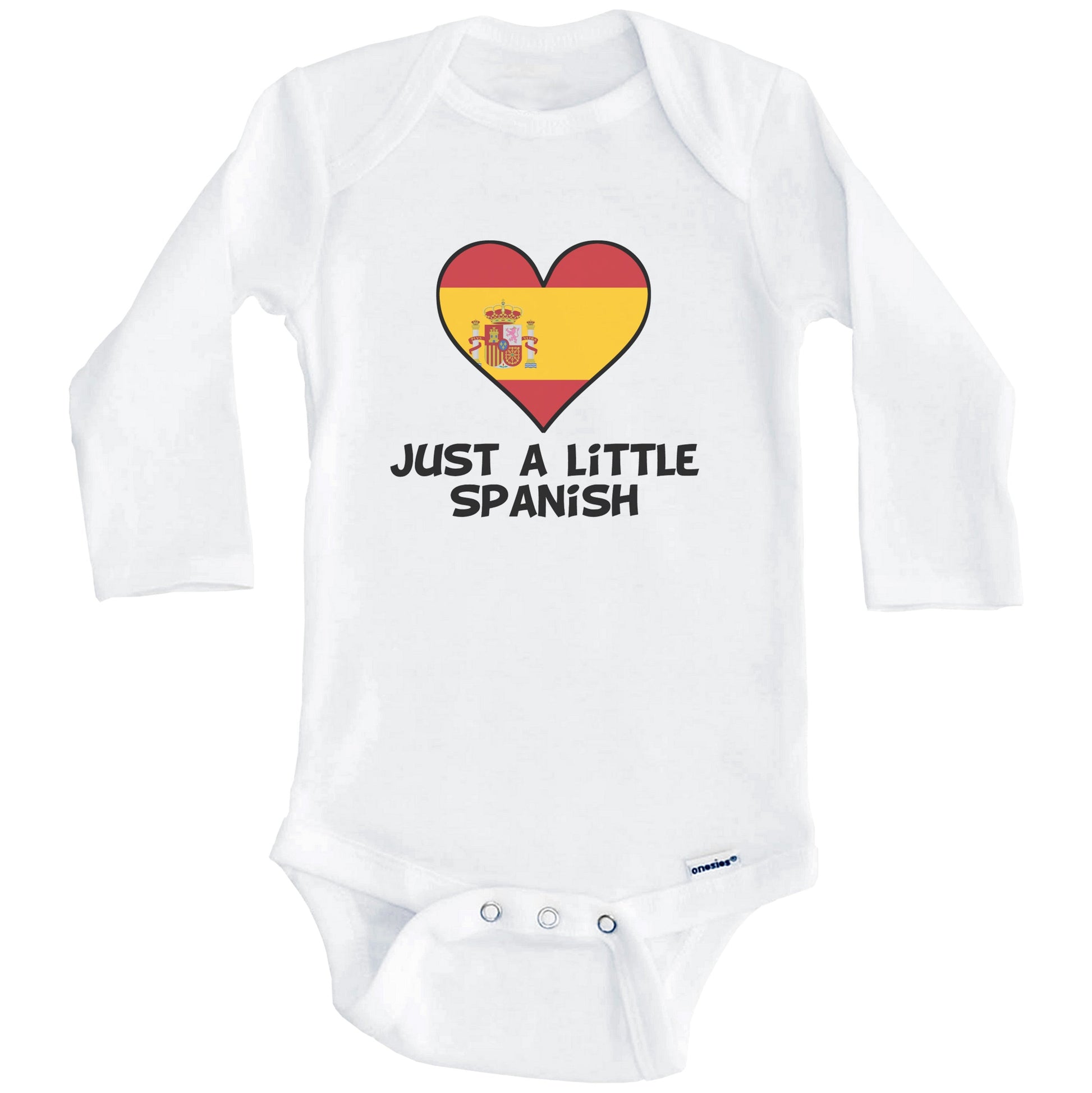 Just A Little Spanish Onesie - Funny Spain Flag Baby Bodysuit (Long Sleeves)