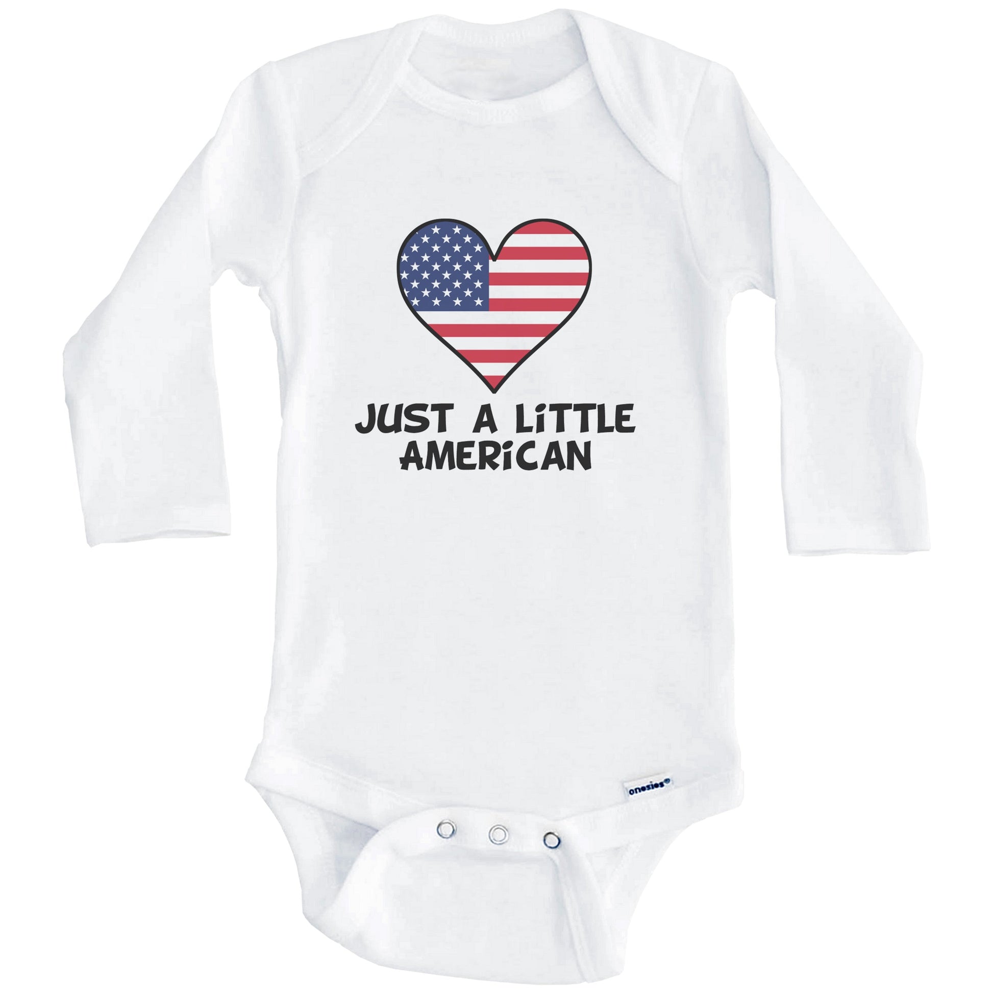 Just A Little American Onesie - Funny United States Flag Baby Bodysuit (Long Sleeves)