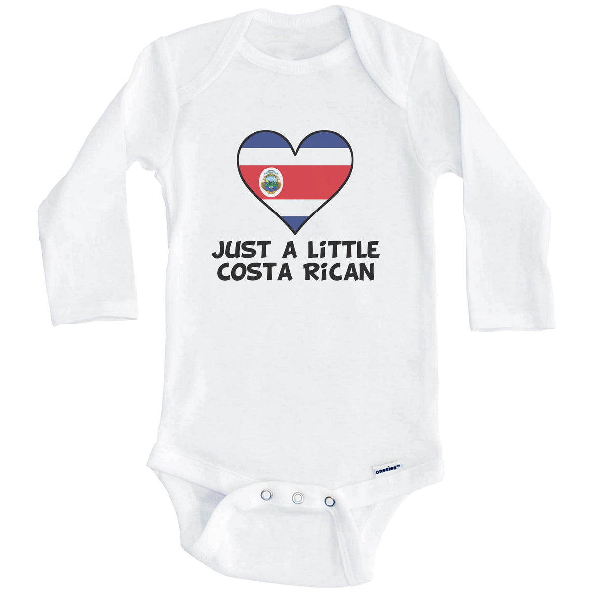 Just A Little Costa Rican Onesie - Funny Costa Rica Flag Baby Bodysuit (Long Sleeves)