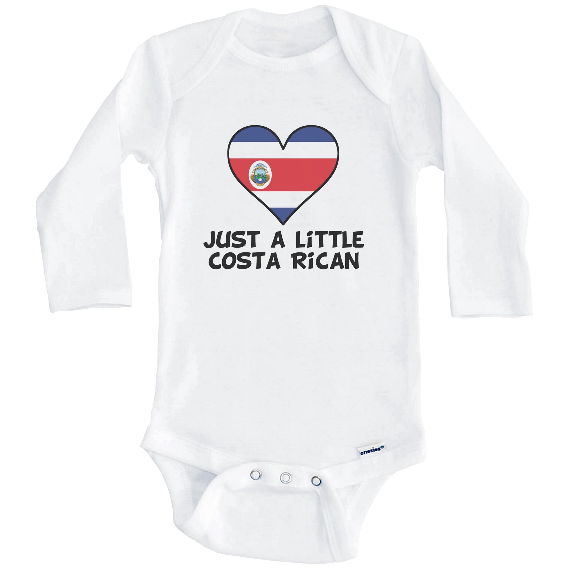 Just A Little Costa Rican Onesie - Funny Costa Rica Flag Baby Bodysuit (Long Sleeves)