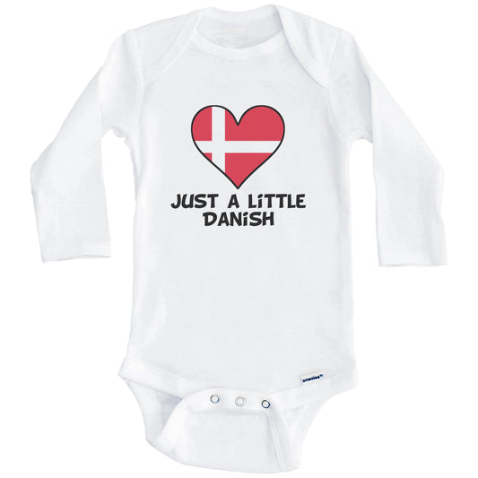 Just A Little Danish Onesie - Funny Denmark Flag Baby Bodysuit (Long Sleeves)
