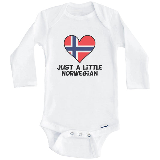 Just A Little Norwegian Onesie - Funny Norway Flag Baby Bodysuit (Long Sleeves)
