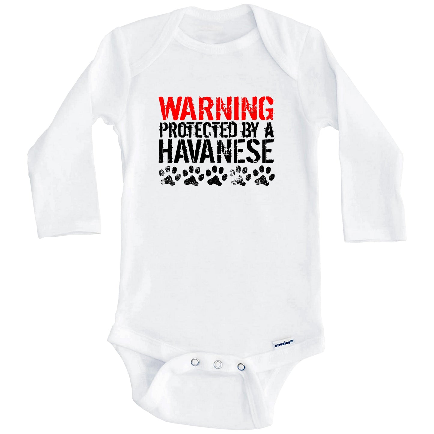Warning Protected By A Havanese Baby Onesie (Long Sleeves)