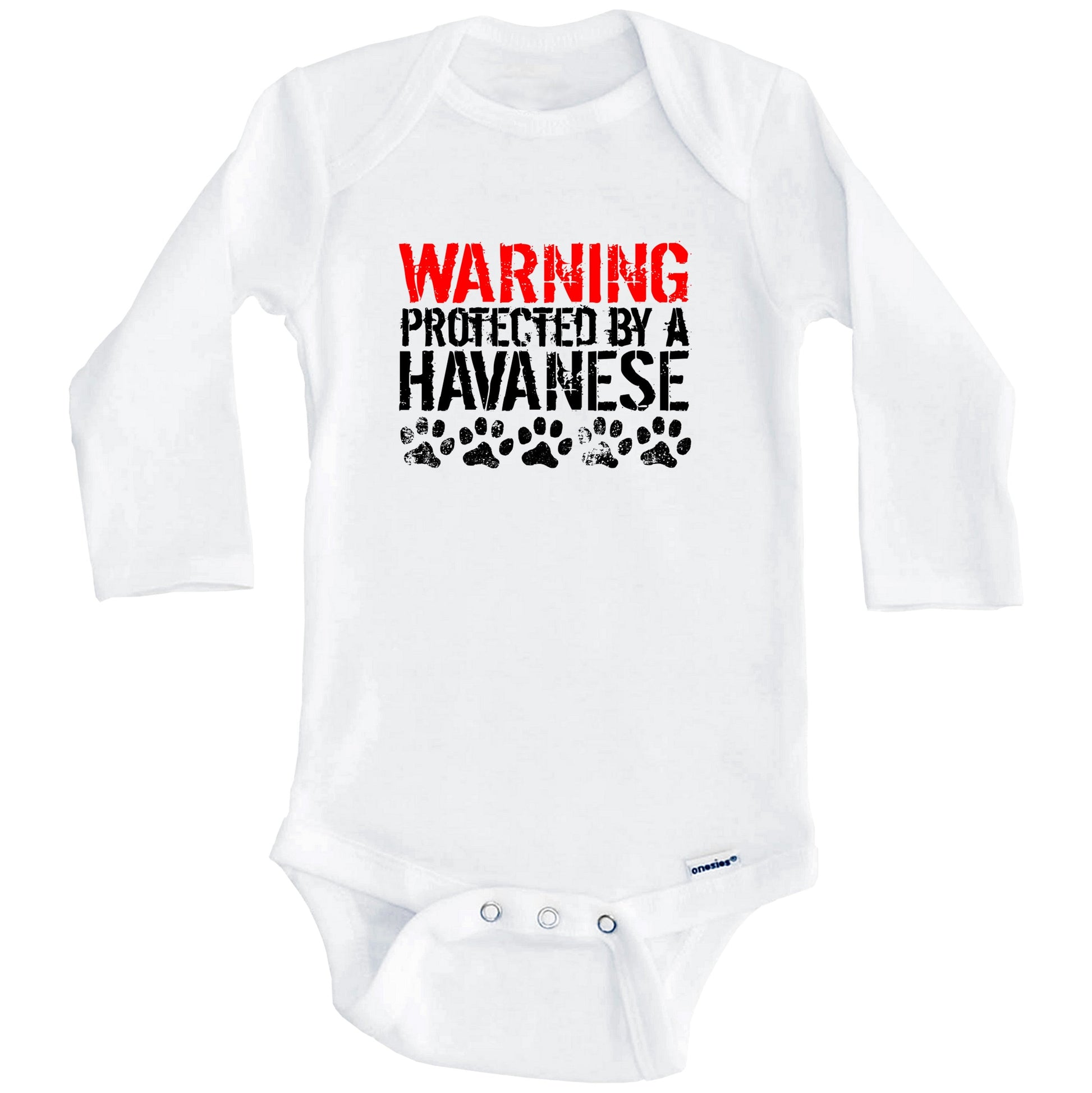 Warning Protected By A Havanese Baby Onesie (Long Sleeves)