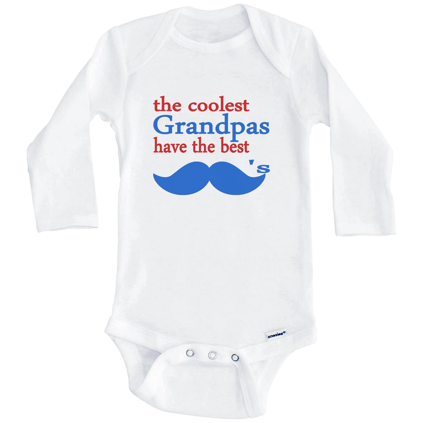 The Coolest Grandpas Have The Best Mustaches Onesie - Funny Baby Bodysuit (Long Sleeves)