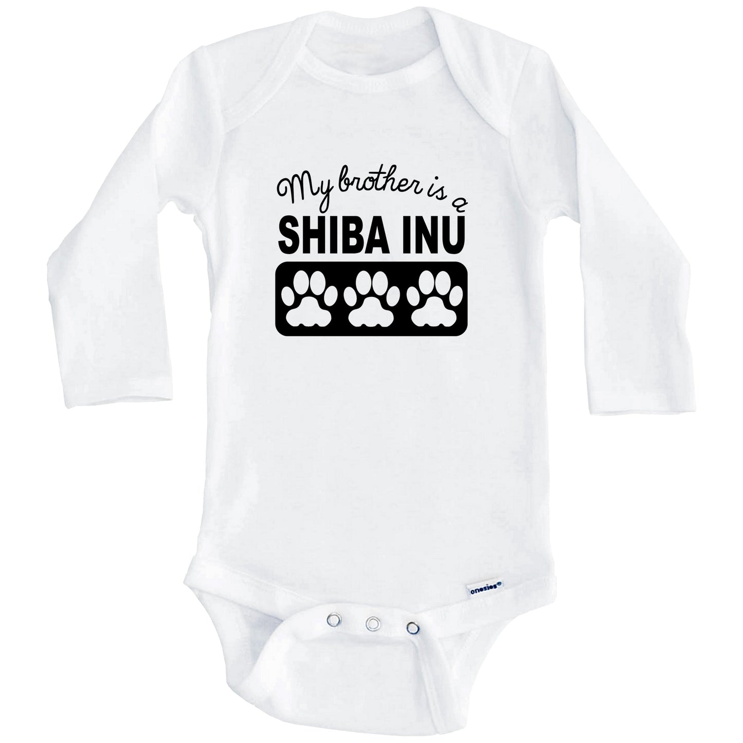 My Brother Is A Shiba Inu Baby Onesie (Long Sleeves)
