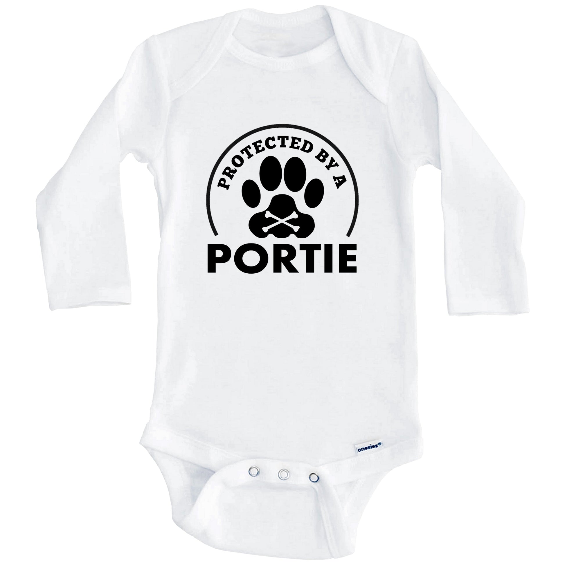 Protected By A Portie Funny Baby Onesie (Long Sleeves)