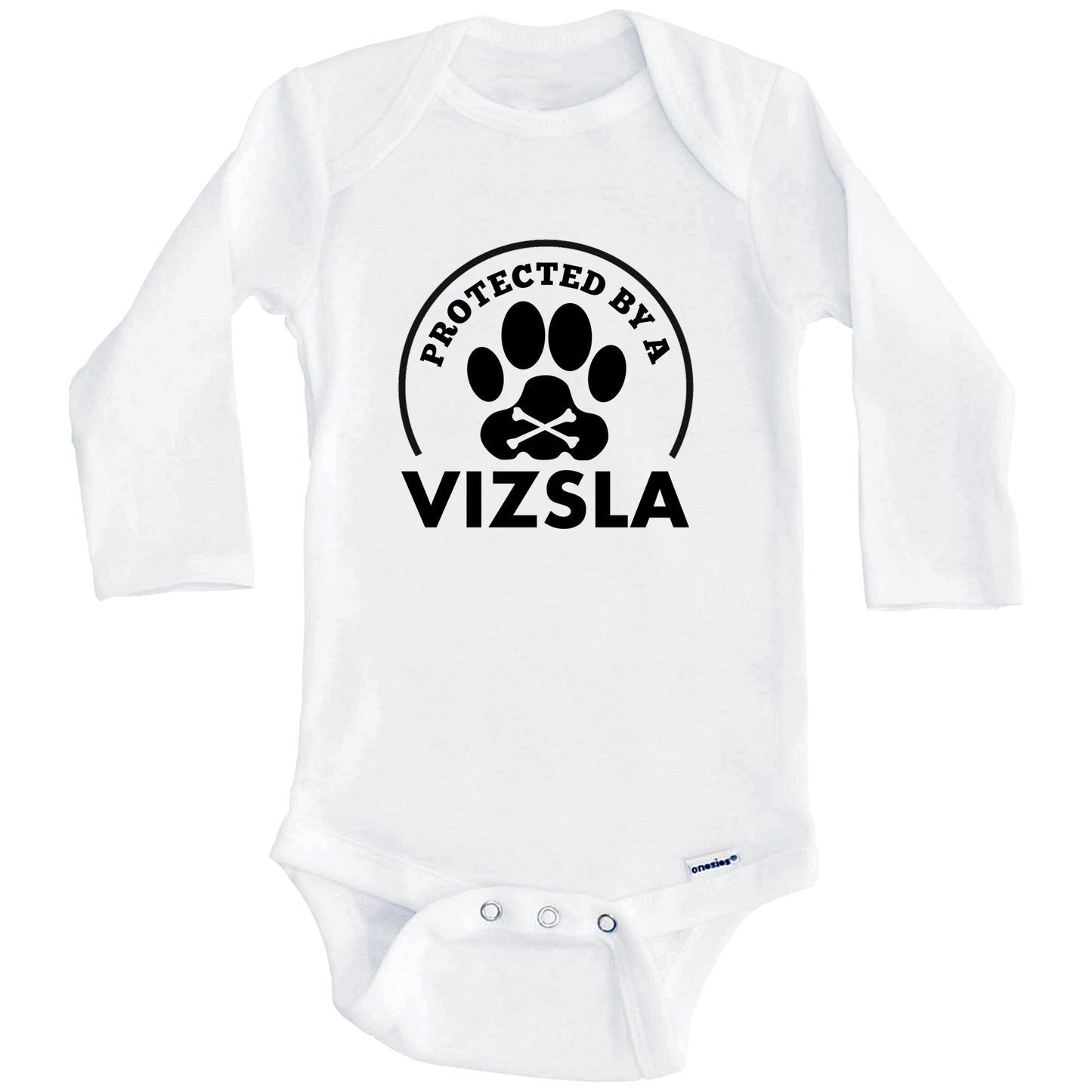 Protected By A Vizsla Funny Baby Onesie (Long Sleeves)