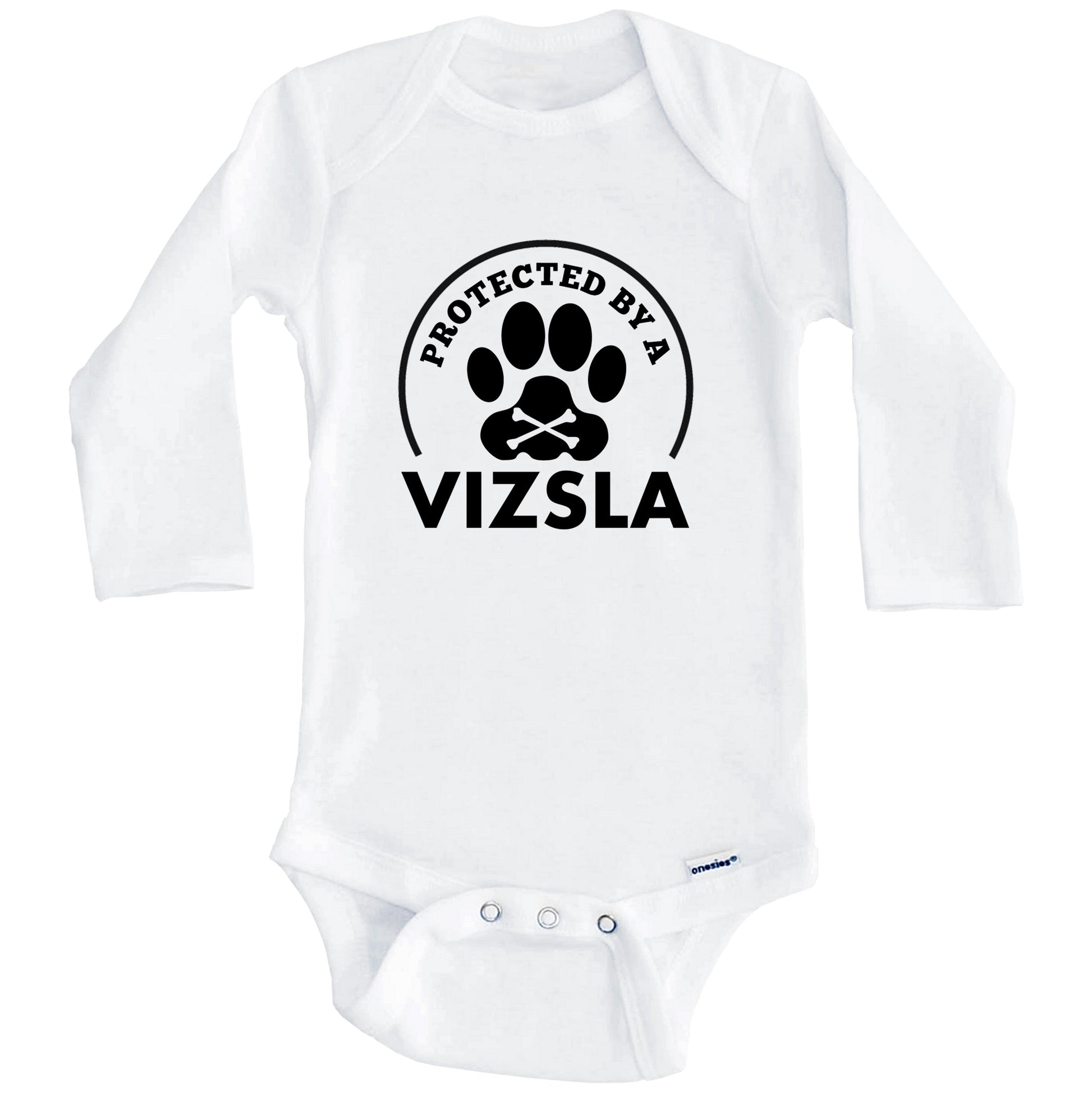 Protected By A Vizsla Funny Baby Onesie (Long Sleeves)