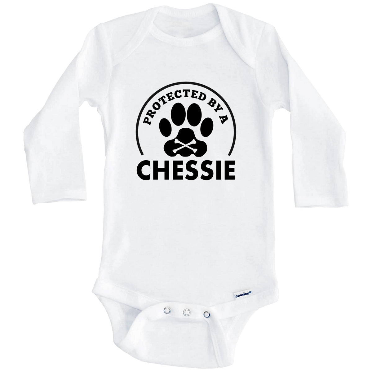 Protected By A Chessie Funny Baby Onesie (Long Sleeves)
