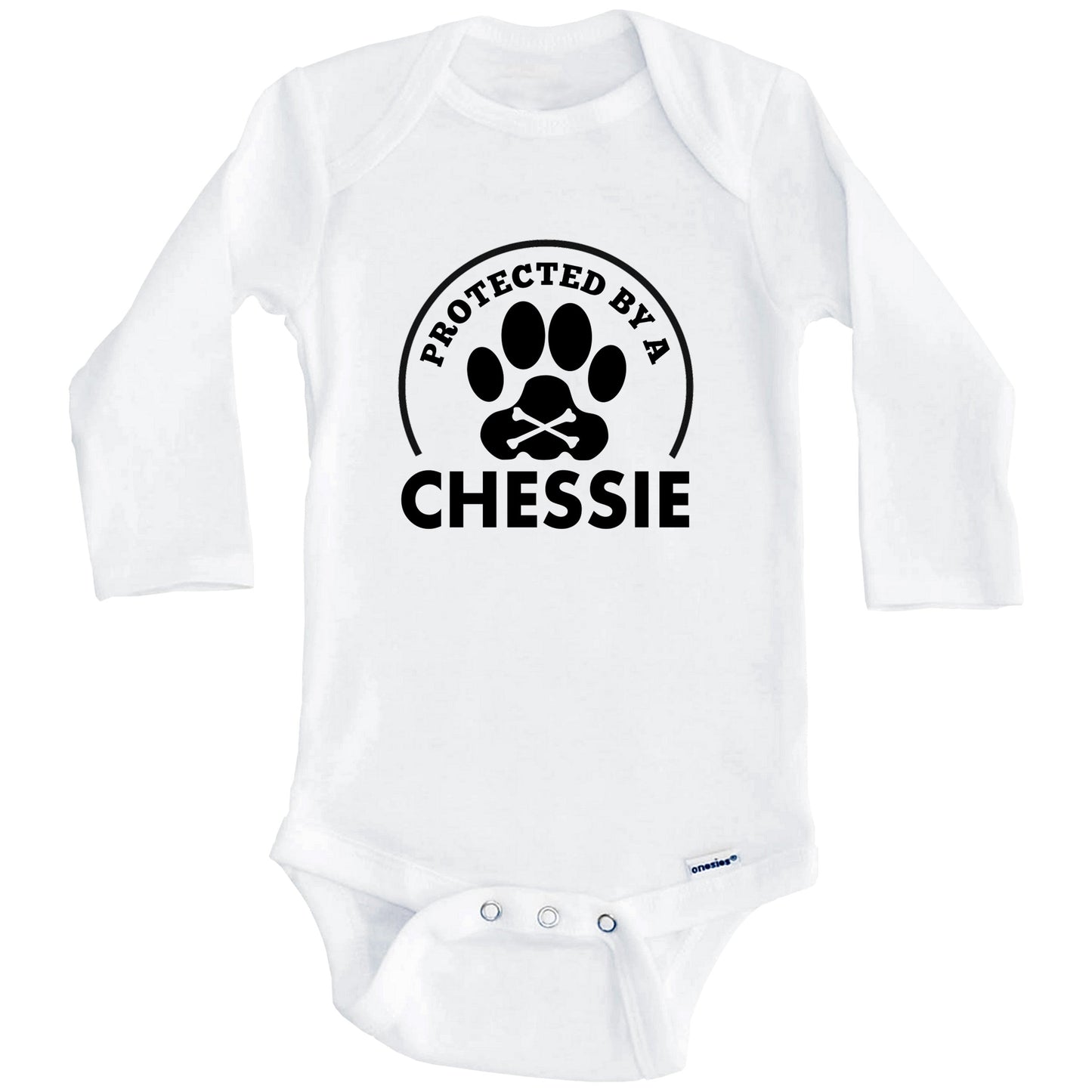 Protected By A Chessie Funny Baby Onesie (Long Sleeves)