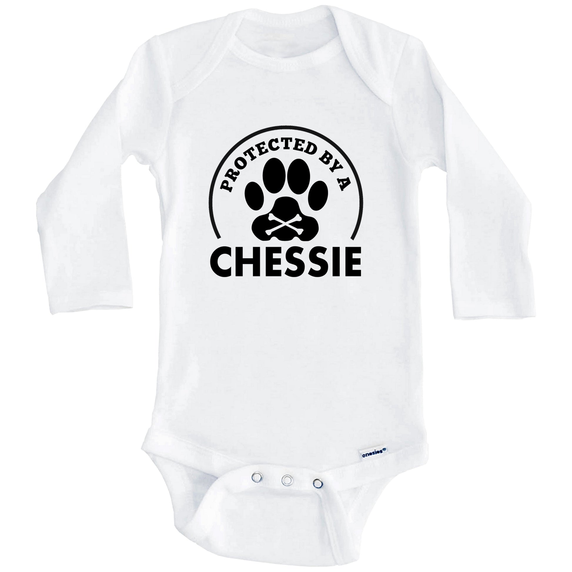 Protected By A Chessie Funny Baby Onesie (Long Sleeves)