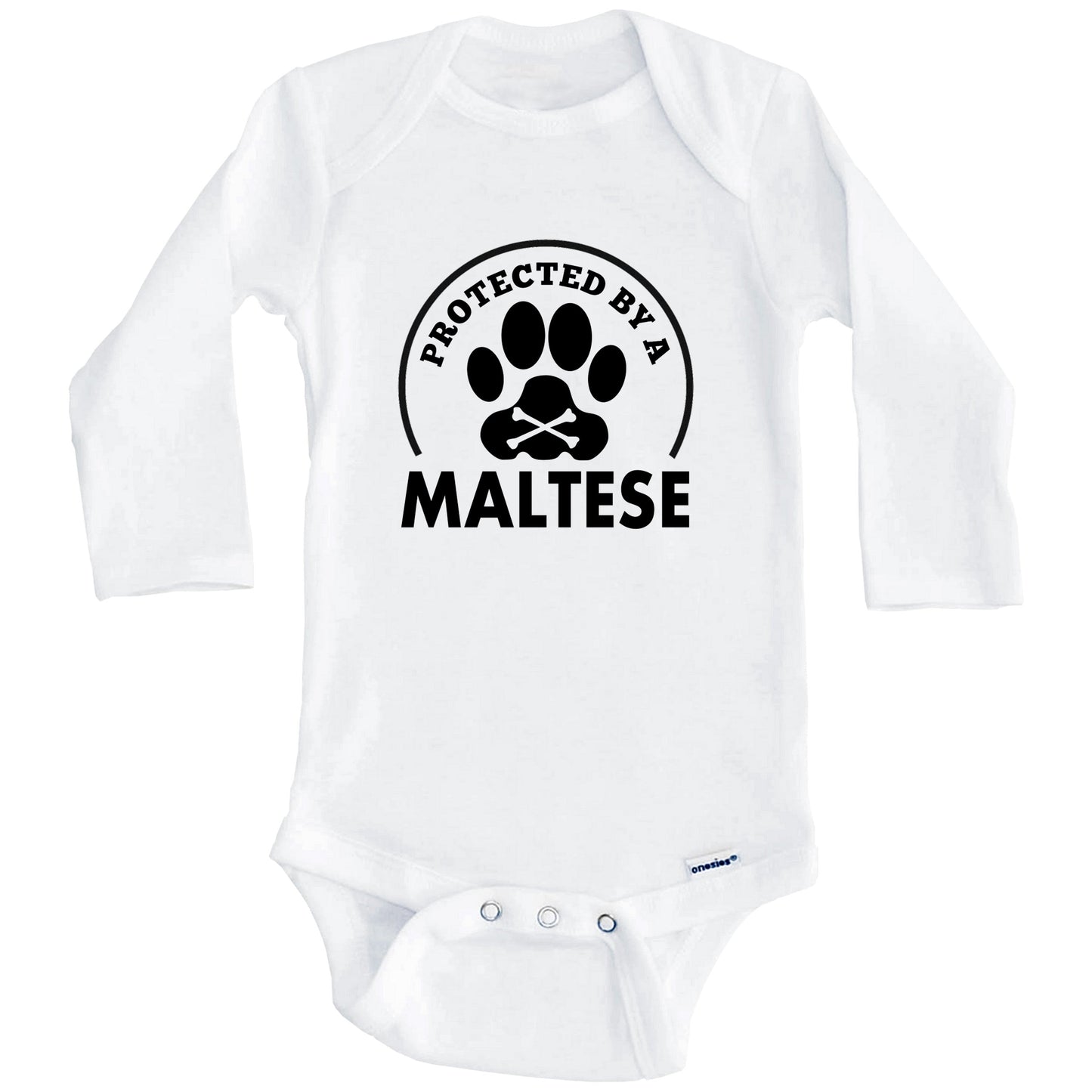 Protected By A Maltese Funny Baby Onesie (Long Sleeves)