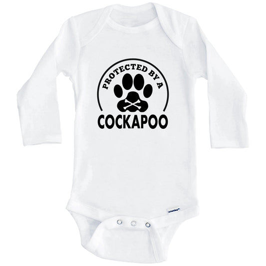 Protected By A Cockapoo Funny Baby Onesie (Long Sleeves)