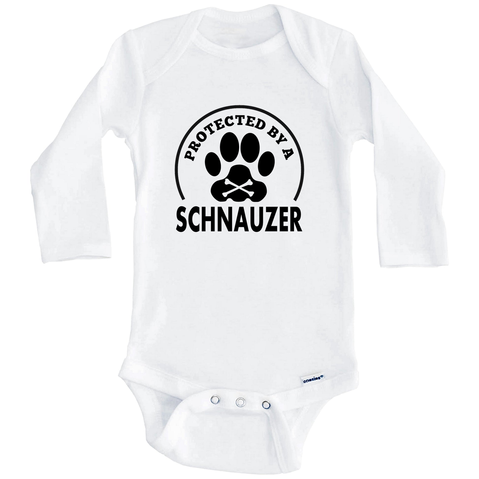 Protected By A Schnauzer Funny Baby Onesie (Long Sleeves)