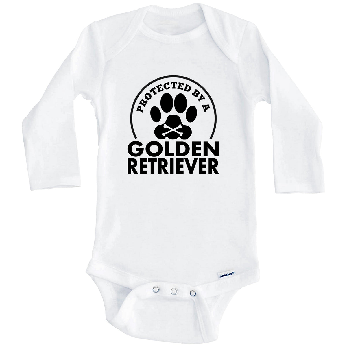 Protected By A Golden Retriever Funny Baby Onesie (Long Sleeves)