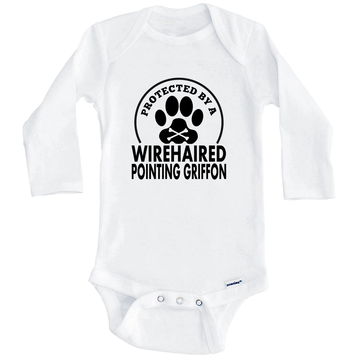 Protected By A Wirehaired Pointing Griffon Funny Baby Onesie (Long Sleeves)