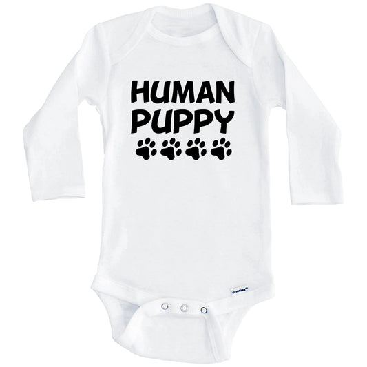 Human Puppy Funny Dog Baby Onesie (Long Sleeves)
