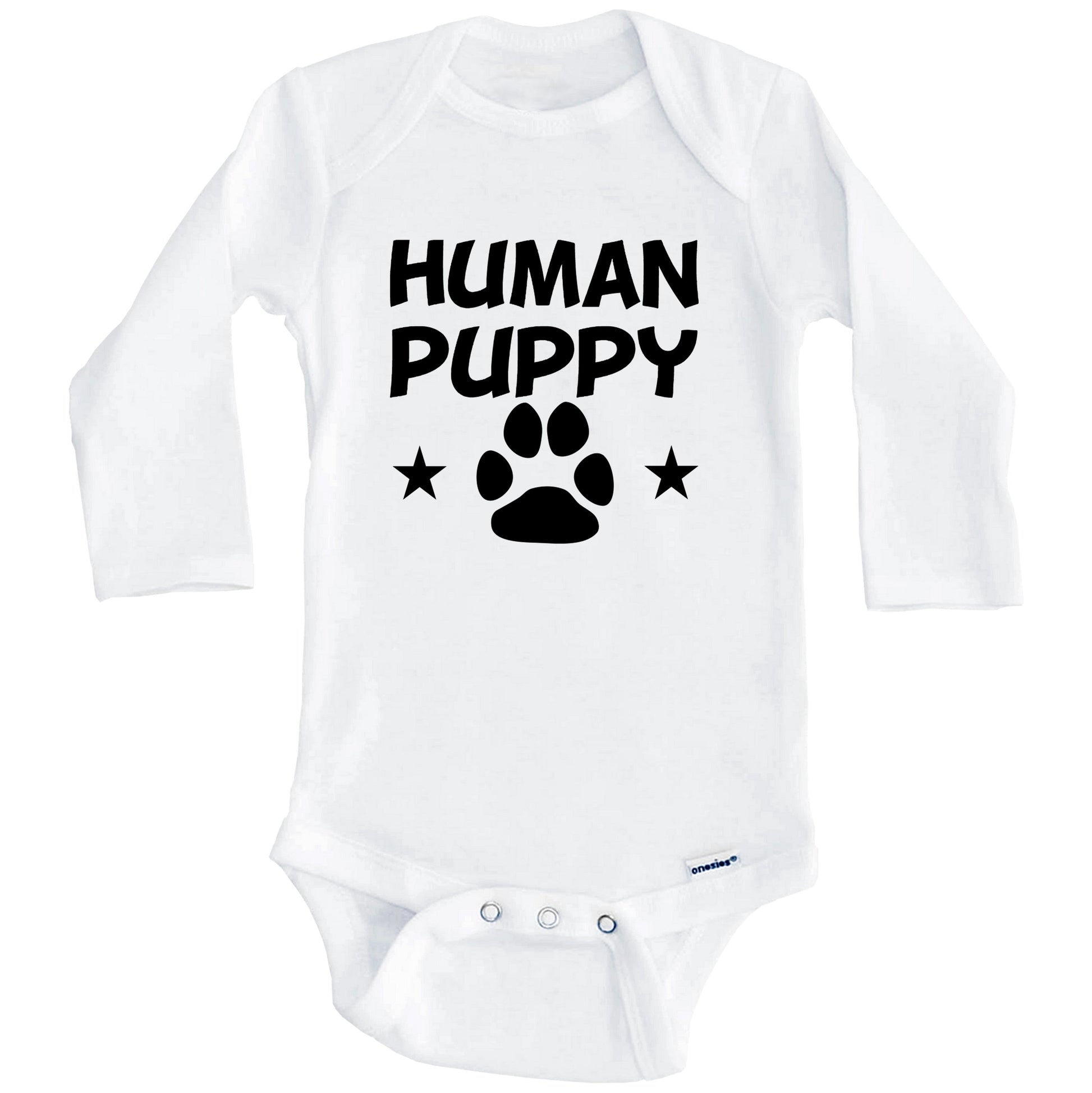 Human Puppy Funny Dog Baby Onesie (Long Sleeves)