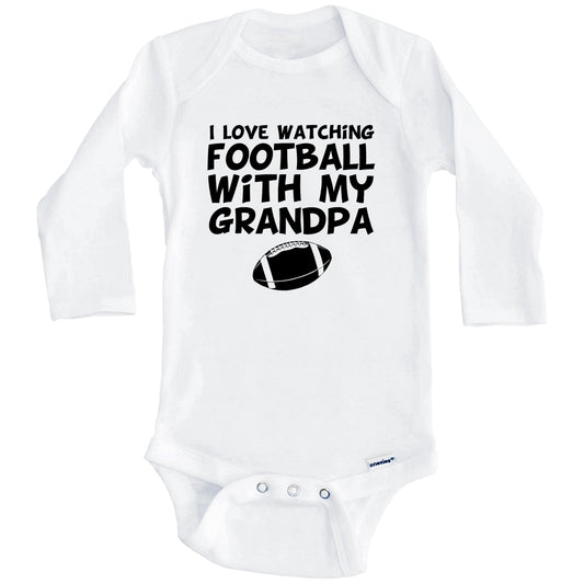 I Love Watching Football With My Grandpa Baby Onesie (Long Sleeves)